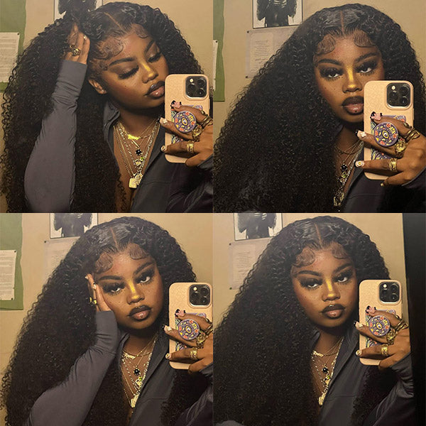 Tight Curls Afro Curly HD Lace Wigs Pre Plucked Human Hair Lace Front Wigs For Women