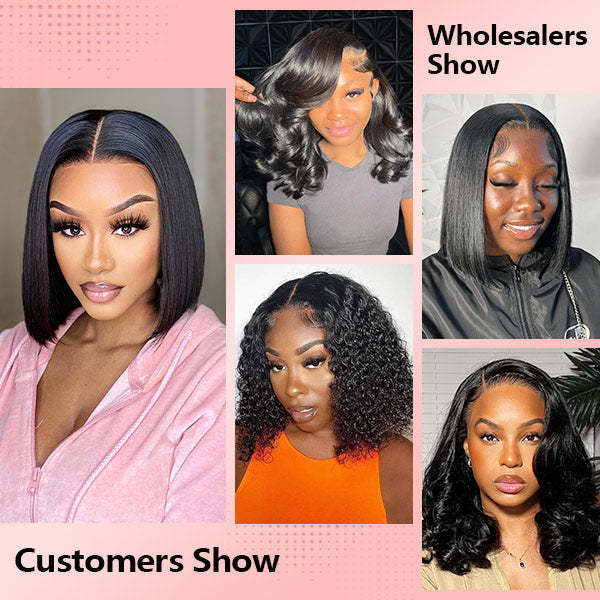 Wholesale Package | Pre Cut 7x5 HD Lace Wear Go Glueless Wigs Pre-Bleached Short Bob Wigs