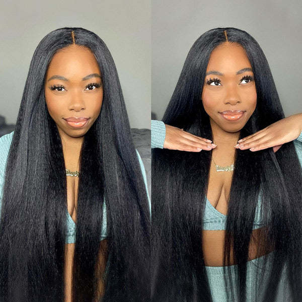  Kinky Straight Hair Wear Go Glueless Wigs 7x5 HD Lace Pre Cut Lace Closure Wigs