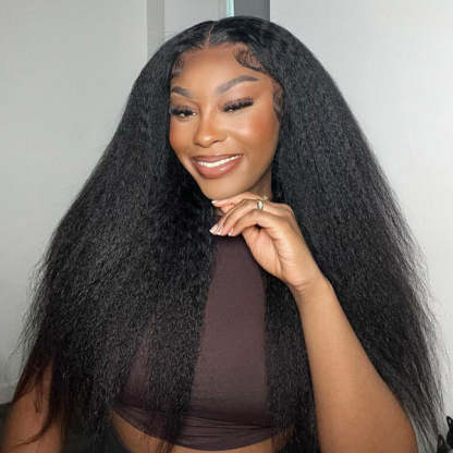  Kinky Straight Hair Wear Go Glueless Wigs 7x5 HD Lace Pre Cut Lace Closure Wigs
