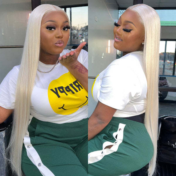 613 Blonde Straight Human Hair Lace Front Wigs 13x4 4x4 Invisible Skin Melt Lace Closure Wigs with Baby Hair