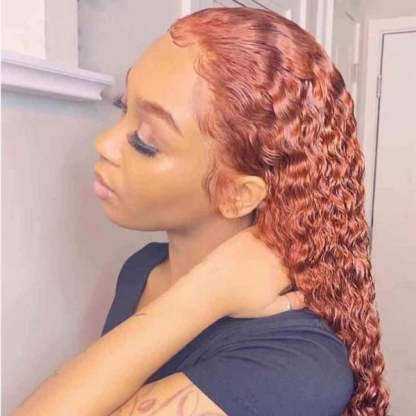 Ginger Human Hair Lace Front Wigs Ginger Orange Deep Wave 13x4 4x4 Transparent Lace Front Wigs Real Hair Wigs