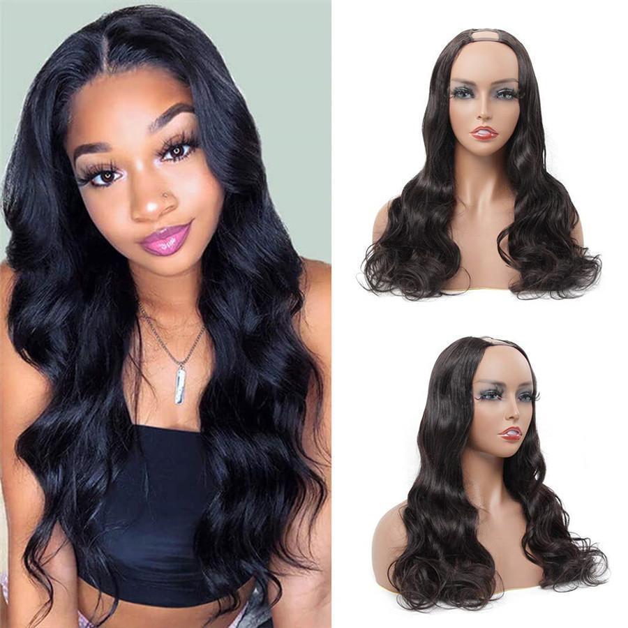 U Part Wigs Human Hair Wigs for Women Brazilian Body Wave None lace front wigs Glueless Hair Extension Clip