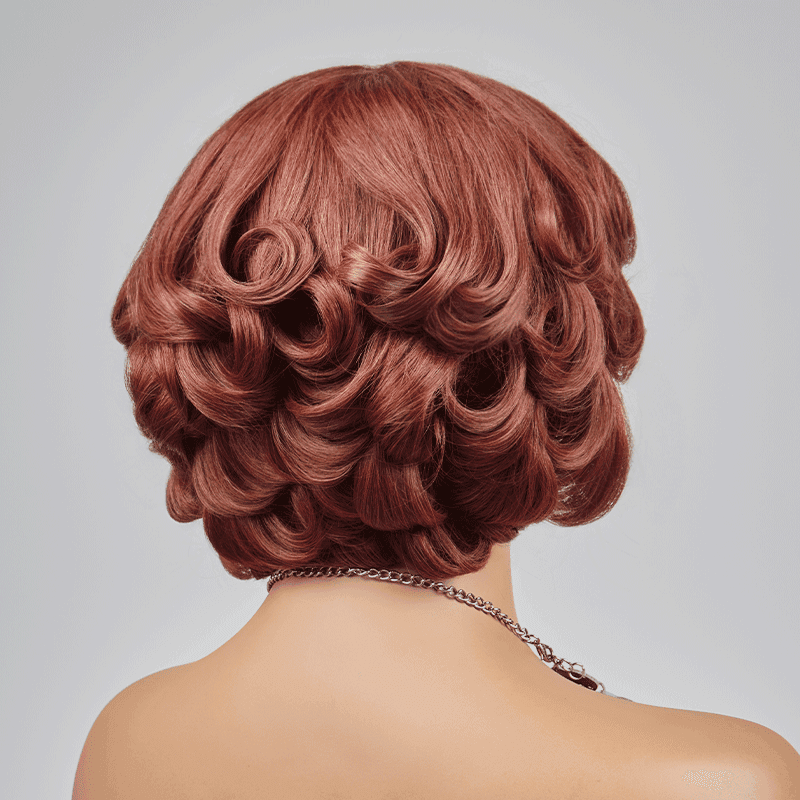 13x4 Glueless Layered Chocolate Brown Color Bob Wig Glueless Wavy