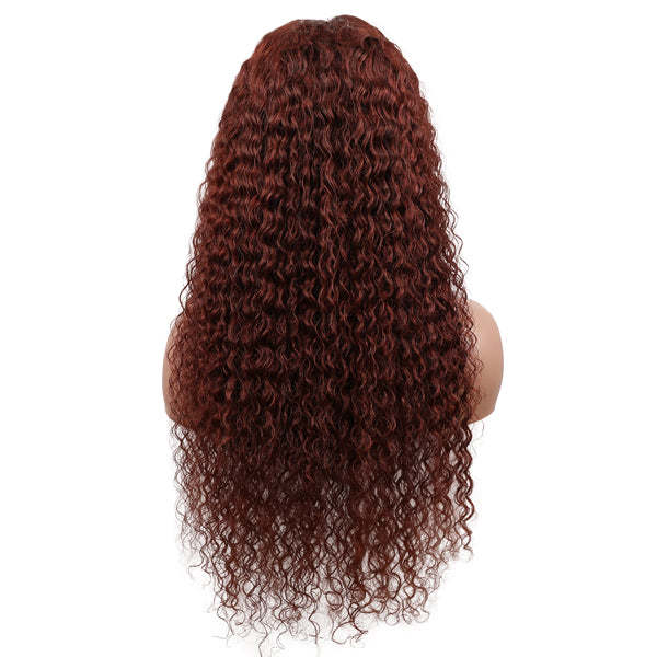 Autumn Vibe Reddish Brown Color Water Wave Human Hair 13x4 4x4 Skin Melt Lace Front Wigs