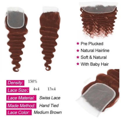 #33 loose deep 3 Bundles With 4X4 Transparent Lace Closure Human Hair(No Code Need)