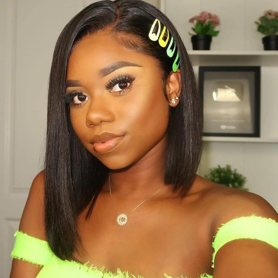 Straight Hair Short Bob Human Hair 13x4 13x6 HD Lace Frontal Wigs Pre-plucked Natural Hairline