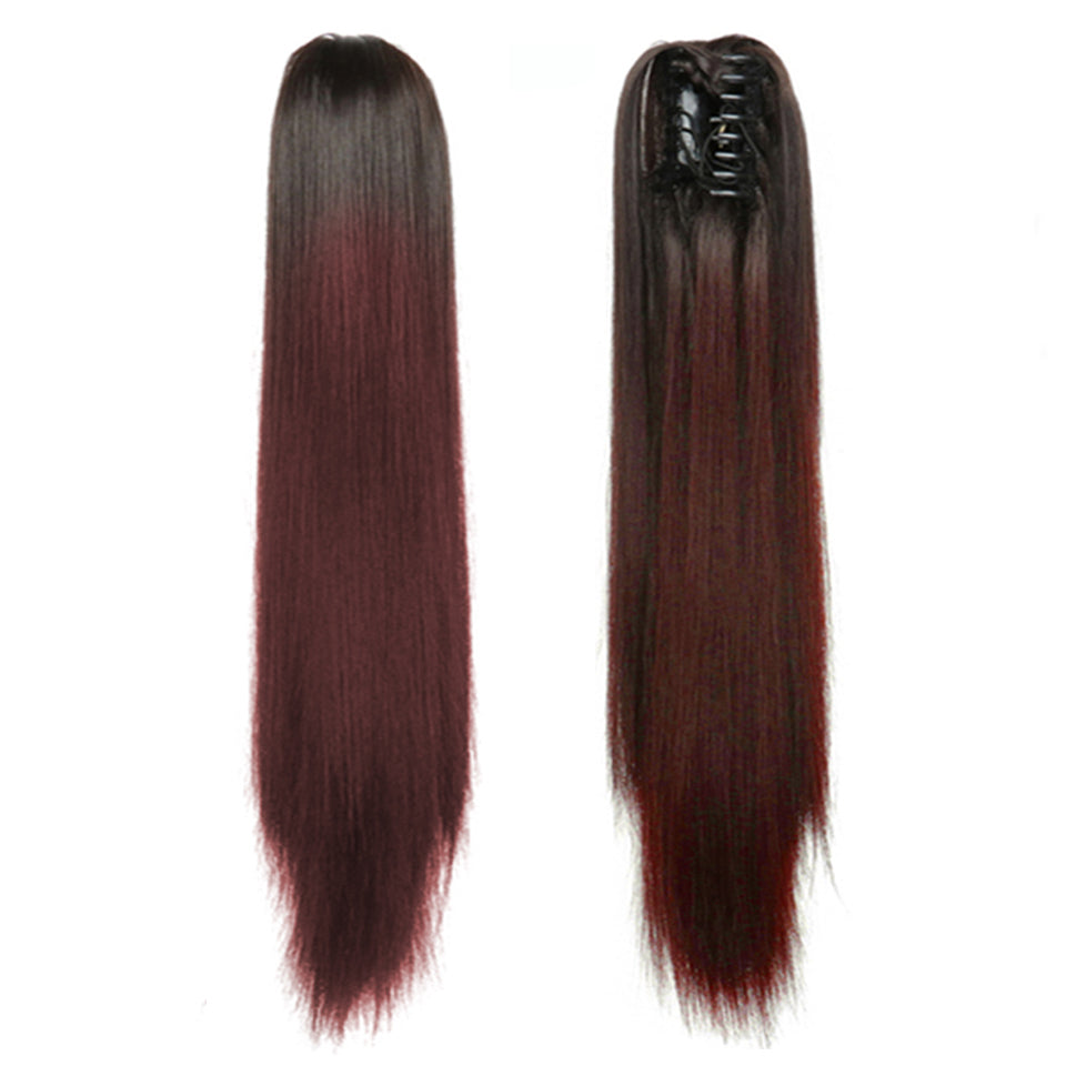 1B/99J Straight Claw On Ponytail 100% Human Hair Extension