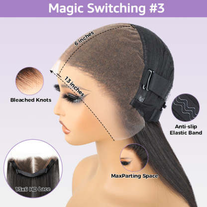 WIGARI Block Wig Kinky Curly Bleached Knots Wig With Optional Replaceable Zip Lace Tops