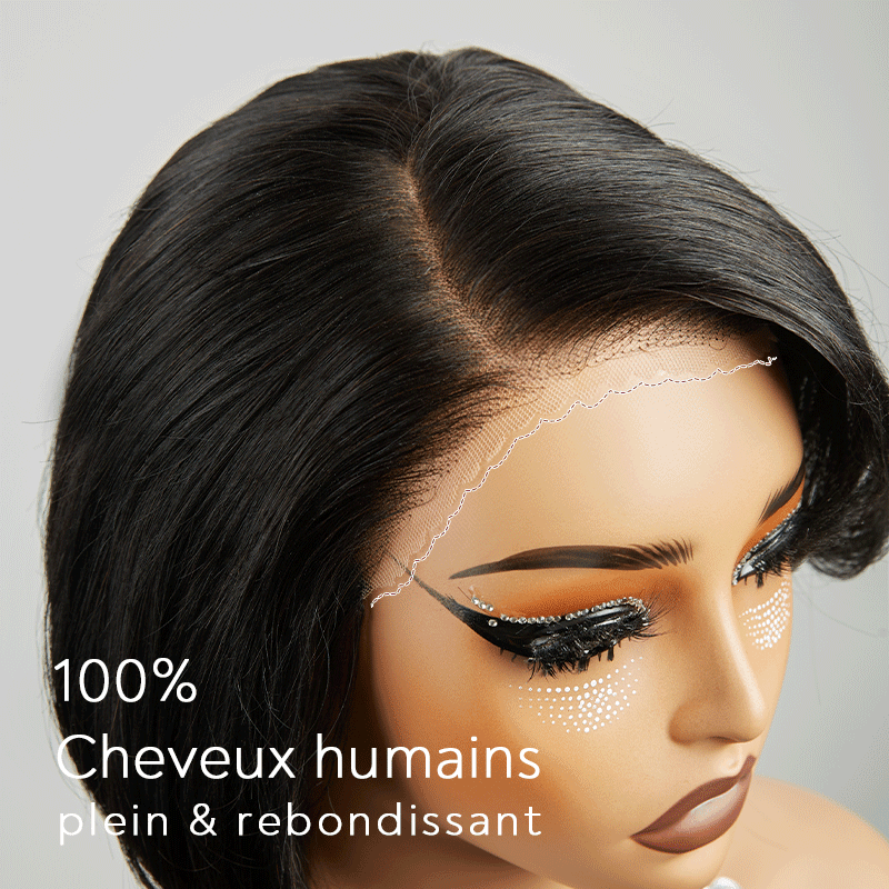 Pre-plucked 13x4 Glueless Layered Cut Natural Color Bob Wig Glueless Wavy