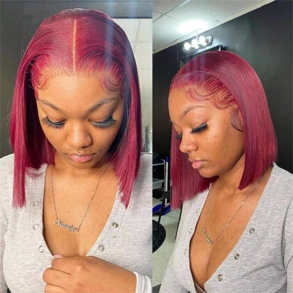 Highlight 4/27 Color & 99J Color Bob Wigs Human Virgin Hair Preplucked Lace Front Wigs