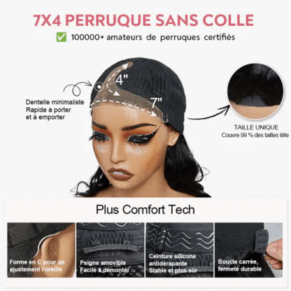 Couche C Partie Glueless 7x4 Brun Caramel Blond Mixte/Naturel Bob Perruque Sans Colle