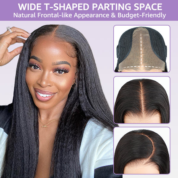  Kinky Straight Pre-Cut 9x6 T Part Lace Wear Go Wig Frontal Inspired Look