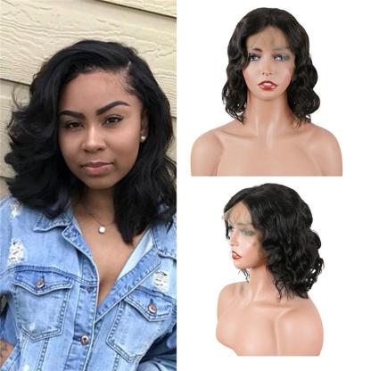 Thick Body Wave Bob Wigs Human Hair 13x4 13x6 HD Lace Frontal Wigs Natural Black