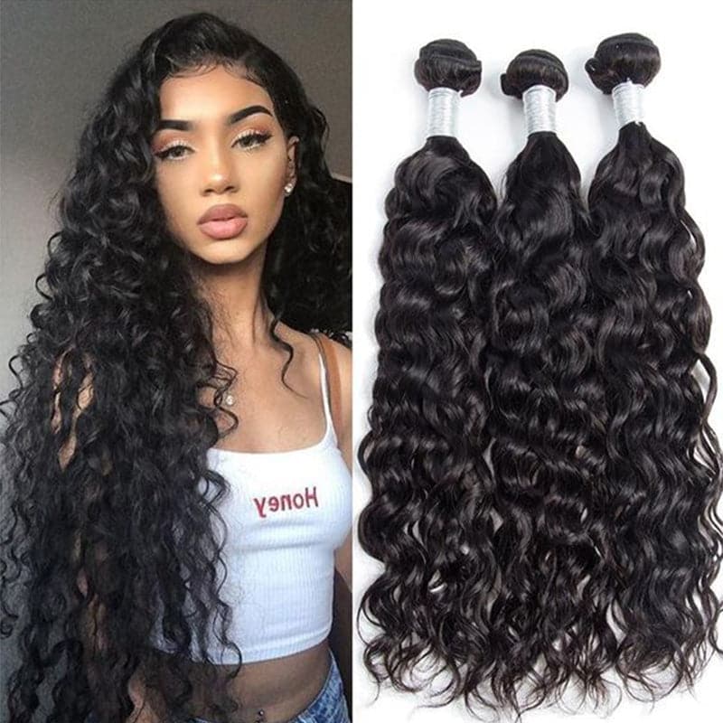  Indian Water Wave Virgin Hair 3 Bundles Human Hair Extension 8-40 inches