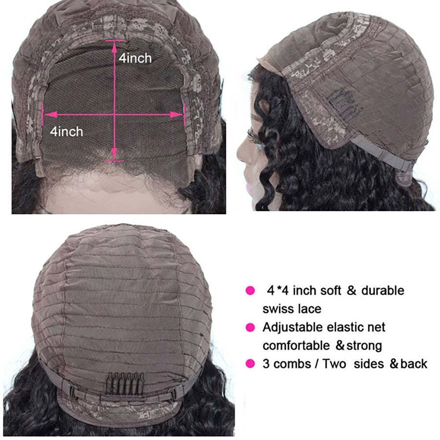 Kinky Curly Human Hair Wigs For Women Jerry Curly 4x4 Lace Closure Wig Prelucked Hairline