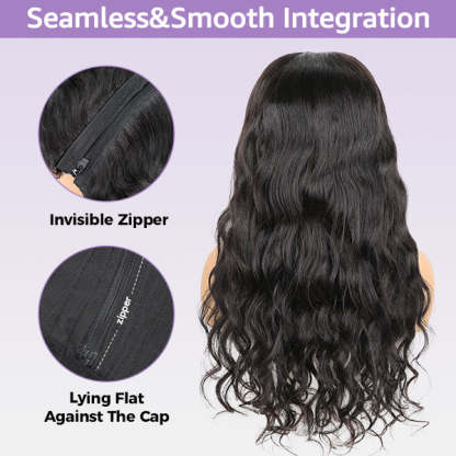 OQ Hair Block Wig Body Wave Bleached Knots Wig With Optional Replaceable Zip Lace Tops