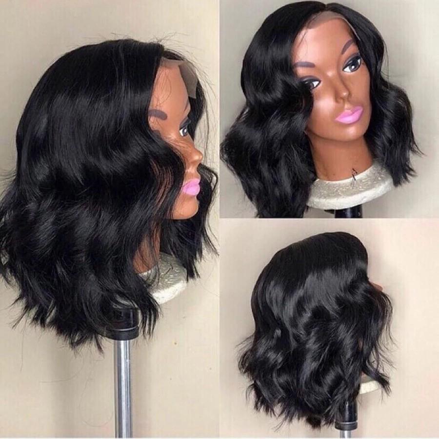 Thick Body Wave Bob Wigs Human Hair 13x4 13x6 HD Lace Frontal Wigs Natural Black