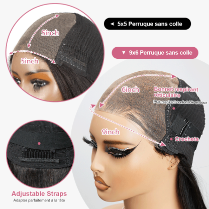 Glueless Easy Care Natural Layered Wig 5x5 9x6 Glueless Wavy 250% Density