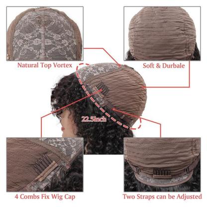 Kinky Curly Bomb Look Premium 100% Remy Human Hair Wig With Bangs