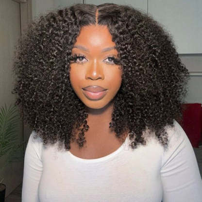 Afro Curly Elastic Drawstring V Part Wig No Leave Out Glueless Wig Beginner Friendly