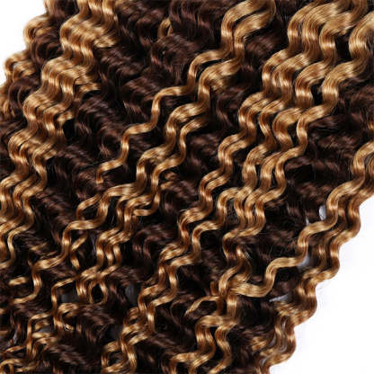 Highlight Bulk Human Hair For Braiding P4 27 Ombre Blonde Deep Wave Boho Braiding Human Hair Bundles No Weft Bundles