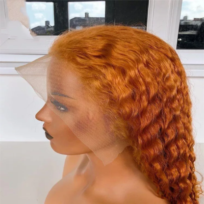 Ginger Human Hair Lace Front Wigs Ginger Orange Deep Wave 13x4 4x4 Transparent Lace Front Wigs Real Hair Wigs