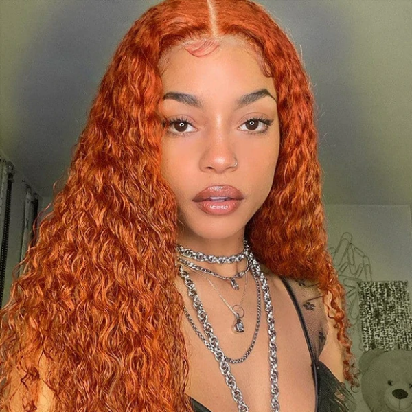Ginger Human Hair Lace Front Wigs Ginger Orange Deep Wave 13x4 4x4 Transparent Lace Front Wigs Real Hair Wigs