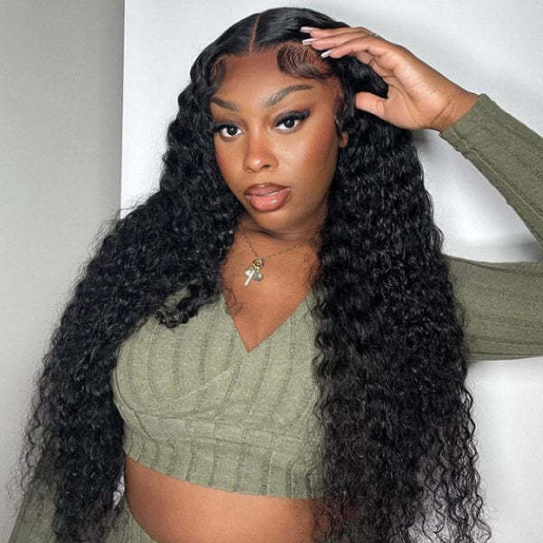 Deep Wave V Part Wig No Leave Out Thin Part Glueless Wigs Human Hair Wig