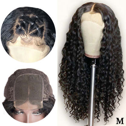 Deep Wave Human Hair 4x4 Lace Closure Wig Pre Plucked Remy Wigs with Baby Hair