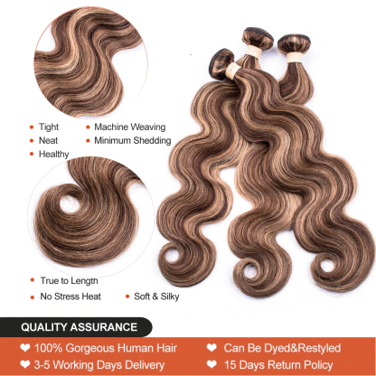 Highlight P4/27 Body Wave 3 Bundles 100% Virgin Human Hair Extension