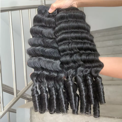  15A Burmese Curly Funmi Loose Deep 4 Bundles Human Hair Extensions Burmese Pixie Curls Raw Hair 100% Human Hair
