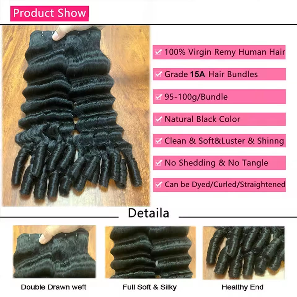  Burmese Curly Funmi Loose Deep 3 Bundles for Women Natural Black Human Hair