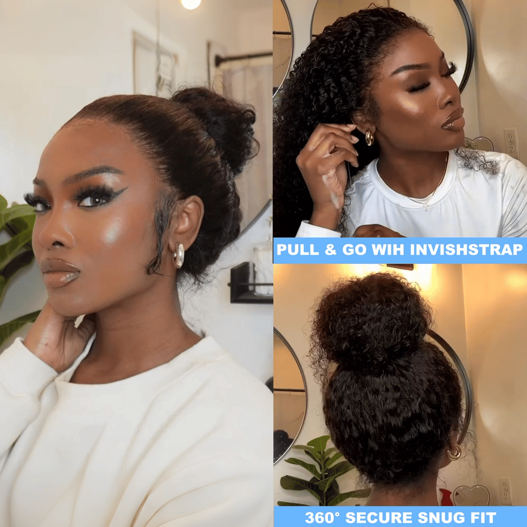 Invisible Strap 360 Lace Bleached Knot Pre-Cut Lace Water Wave Wig