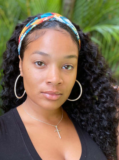  Curly Wave Headband Wig Human Hair Brazilian Deep Wave Machine Made Wigs With Head Band No Glue Scarf Wig