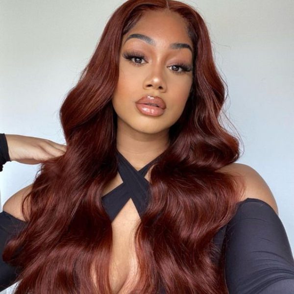 Pre-cut Lace Wig Body Wave Hair Reddish Brown Color Wear Go Glueless Wig 7x5 Lace Wig Preplucked with Natural Hairline