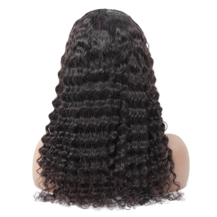 U Part Wigs Deep Wave Brazilian Virgin Human Hair 2x4 U Shape Glueless Wigs 180% Density With Straps Combs For Women