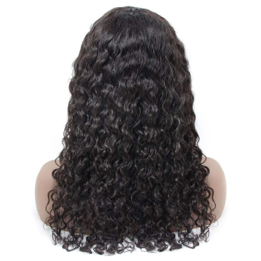 Low-Maintenance Water Wave Human Hair Wig with Bangs Heat-Friendly No Shedding