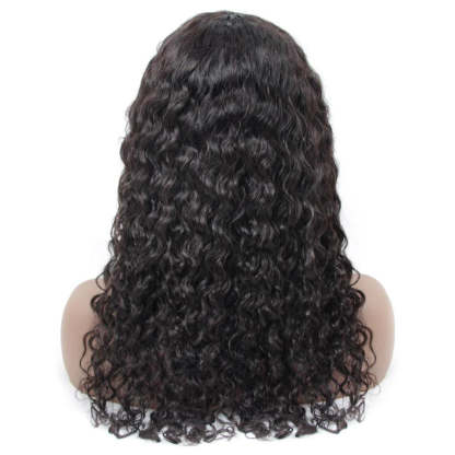 Low-Maintenance Water Wave Human Hair Wig with Bangs Heat-Friendly No Shedding
