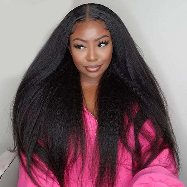  Kinky Straight Pre-Cut 9x6 T Part Lace Wear Go Wig Frontal Inspired Look