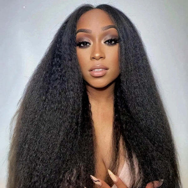  Kinky Straight Pre-Cut 9x6 T Part Lace Wear Go Wig Frontal Inspired Look