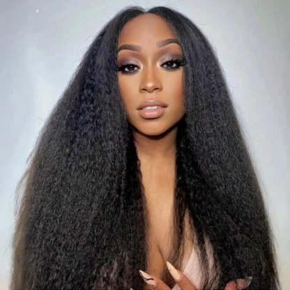  Kinky Straight Pre-Cut 9x6 T Part Lace Wear Go Wig Frontal Inspired Look