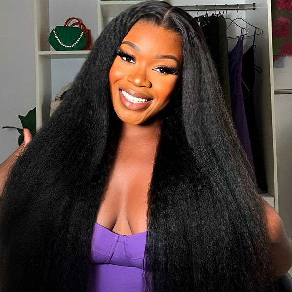  Kinky Straight Pre-Cut 9x6 T Part Lace Wear Go Wig Frontal Inspired Look