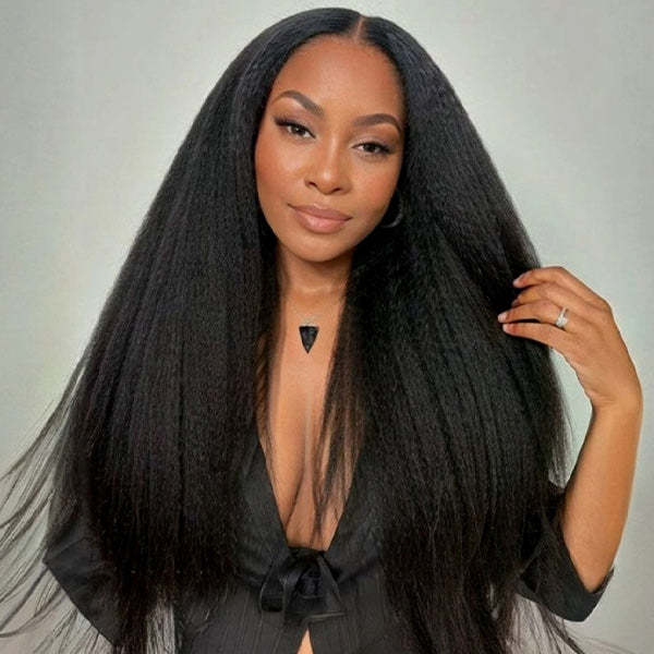  Kinky Straight Pre-Cut 9x6 T Part Lace Wear Go Wig Frontal Inspired Look