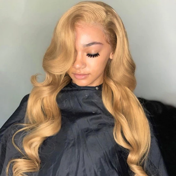 Honey Blonde #27 Color Preplucked 13x4 4x4 Lace Front Wigs Straight Wavy Curly Hair Texture