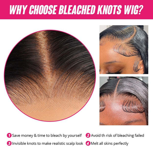 5x5 Ready to Wear Glueless Wig Pre Plucked Pre Bleached Knots Pre Cut HD Lace Front Upgrade Drawstring Human Hair Wigs for Beginner Friendly Flash Sale