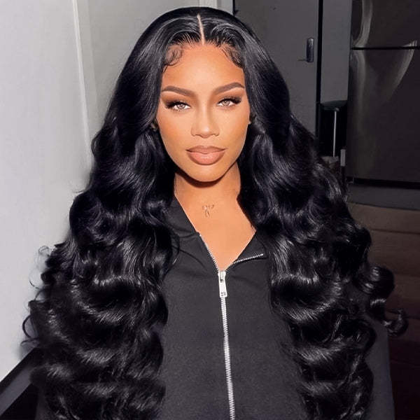  Loose Wave Glueless Pre-Cut 9x6 T Part Lace Wig Realistic Look Wear Go Wig With Bleached Knots