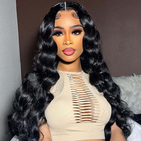  Loose Wave Glueless Pre-Cut 9x6 T Part Lace Wig Realistic Look Wear Go Wig With Bleached Knots