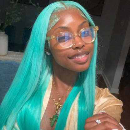 Lake Brilliant Blue Color/ Mint Green Color/ Neon Green Color/ Straight 13x4 Human Hair Lace Front Wigs