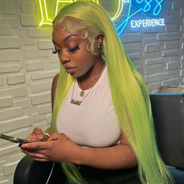 Lake Brilliant Blue Color/ Mint Green Color/ Neon Green Color/ Straight 13x4 Human Hair Lace Front Wigs